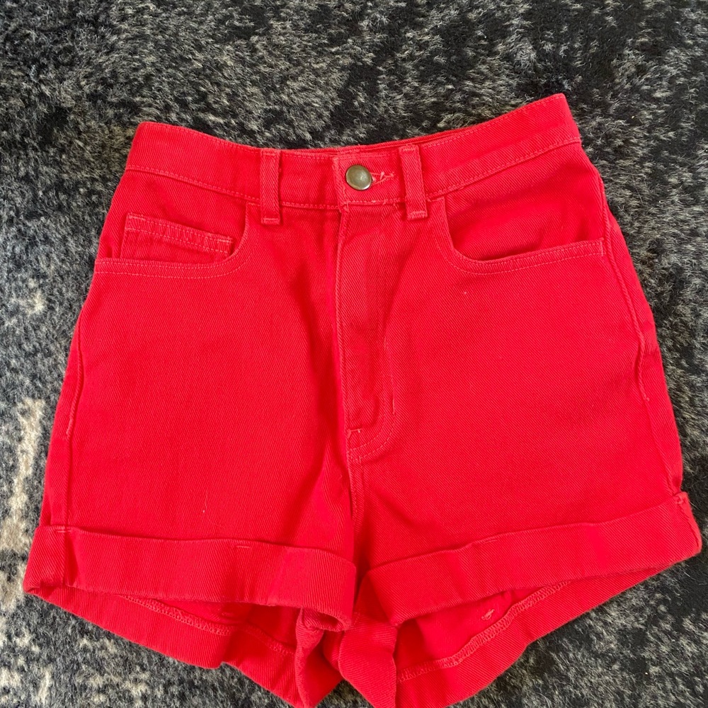 American Apparel High Waist Hot Red Short